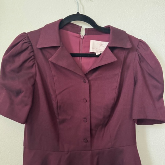 Gal Meets Glam Nina Wine Maroon Twill Dress Size 6 RARE - Picture 6 of 8